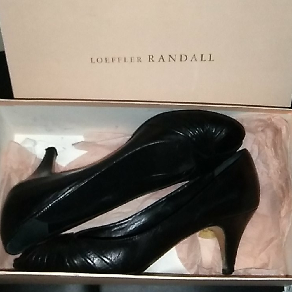 Loeffler Randall black peep toe GUC